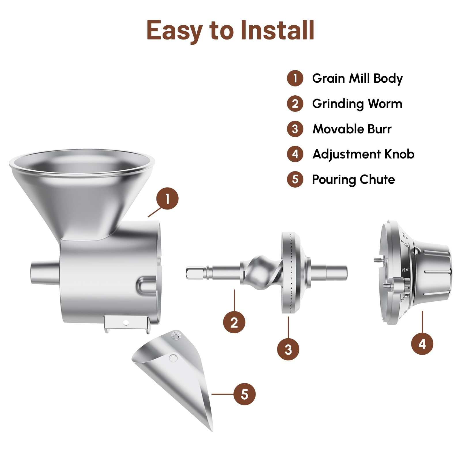HOZODO Grain Mill Attachment for KitchenAid — handles dry grains like wheat and corn.