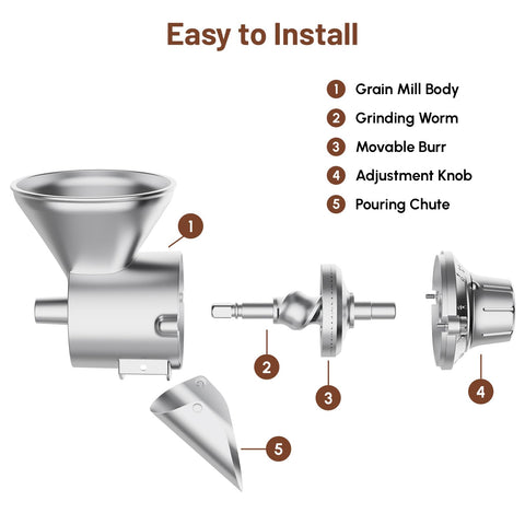HOZODO Grain Mill Attachment for KitchenAid — handles dry grains like wheat and corn.