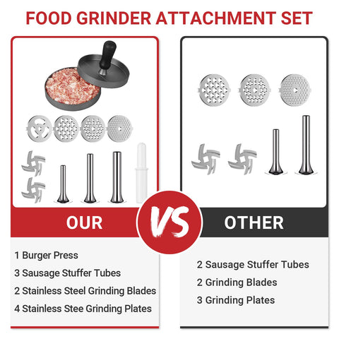 HOZODO meat grinder attachment for KitchenAid, assembly view, easy setup for quick cooking prep.