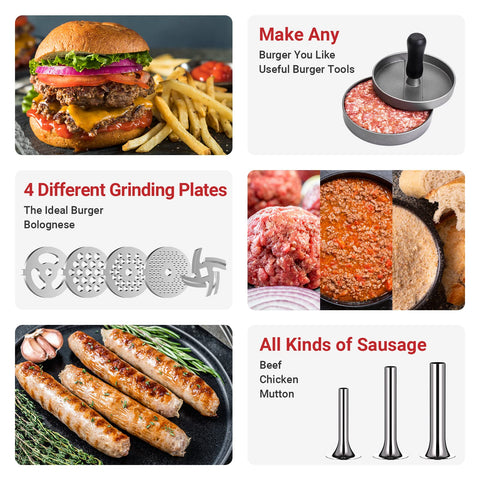 HOZODO removable food tray and pusher, large capacity for meal prep.