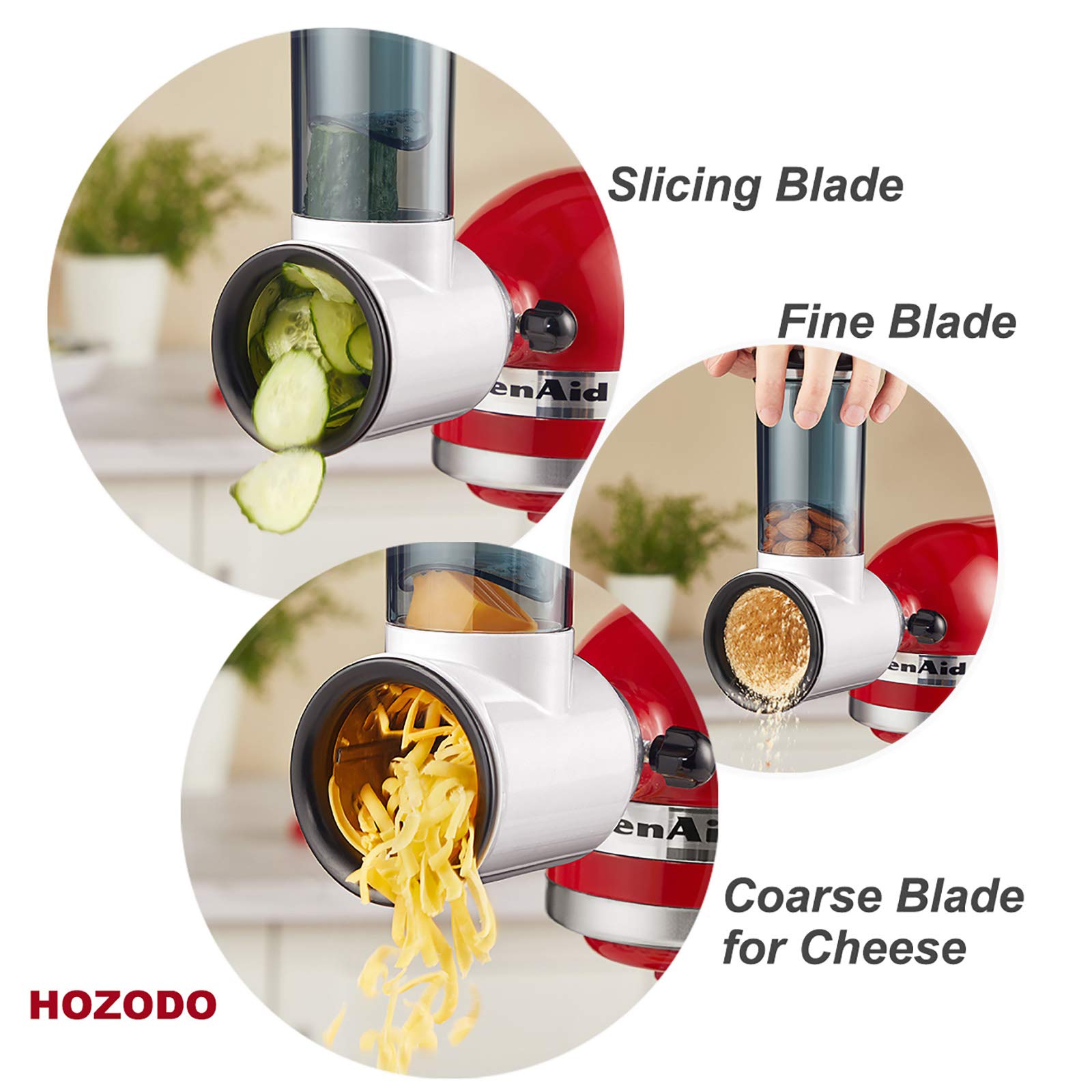 HOZODO fine blade creates delicate toppings and shredded nuts with precision.