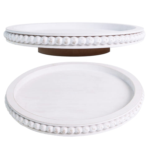 HPC Decor 12-inch beaded lazy susan front view, ideal centerpiece for organized spices