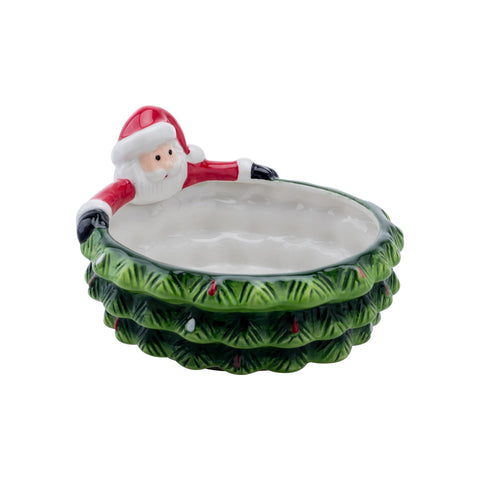 HPYNPES Christmas tree candy bowl with Santa design for festive decor and treats