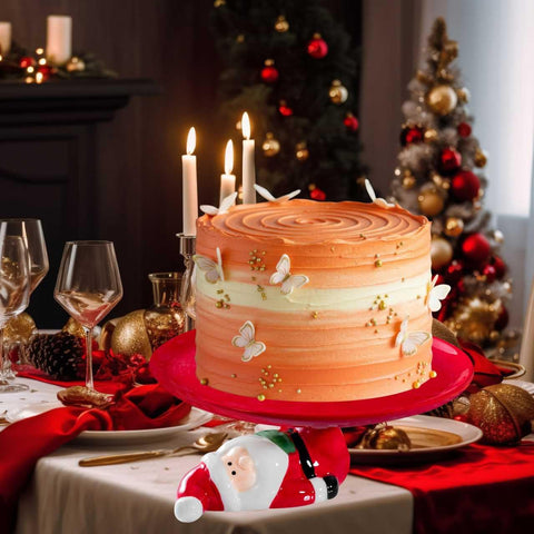 HPYNPES red Santa dessert display adds Christmas table charm.