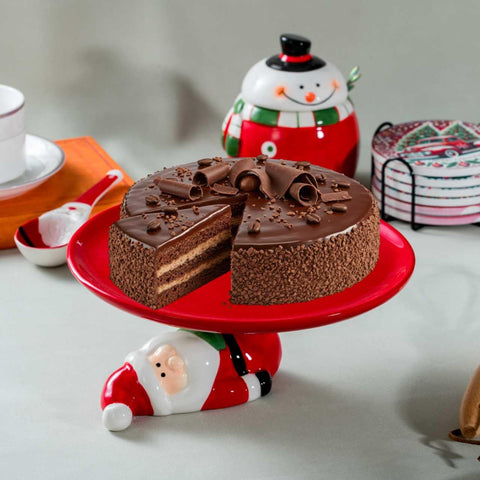 HPYNPES Santa cake stand used as a table centerpiece for holidays.