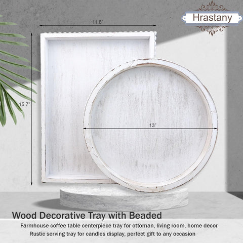 Hrastany beaded-edge decorative tray ideal for ottomans and coffee tables