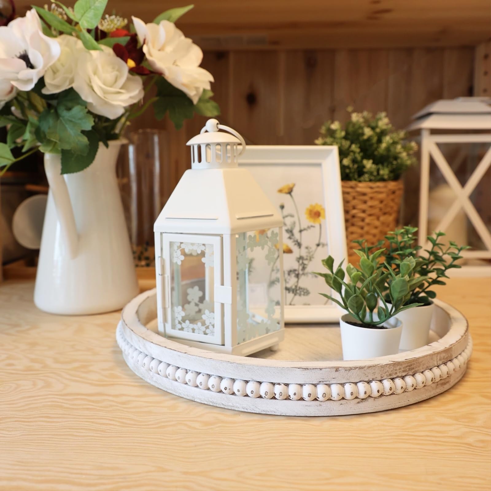 Hrastany round tray centerpiece decor enhances tables with natural grain