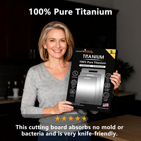 HSAND titanium cutting board, 10x14 herb prep, compact and precise.