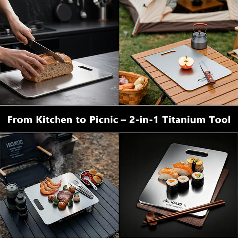 HSAND titanium cutting board, dishwasher safe for quick cleanup.