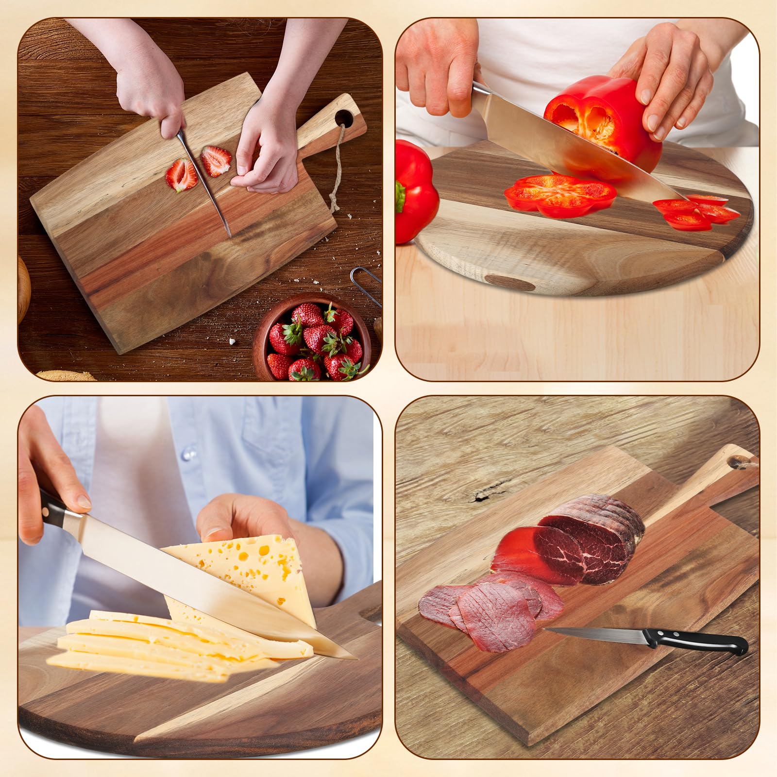 Hsei wood board delivers sturdy performance for kitchen and dining use.