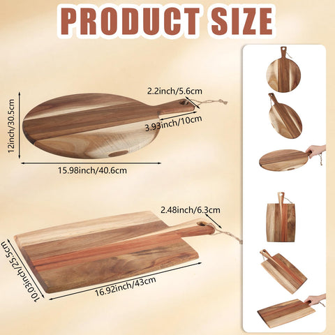 Hsei rectangular acacia cutting board with handle, ideal for large prep tasks.