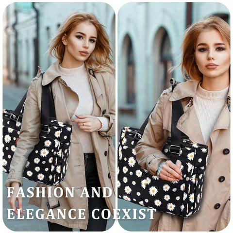 HSHRICH floral tote features adjustable strap for shoulder or handbag use.