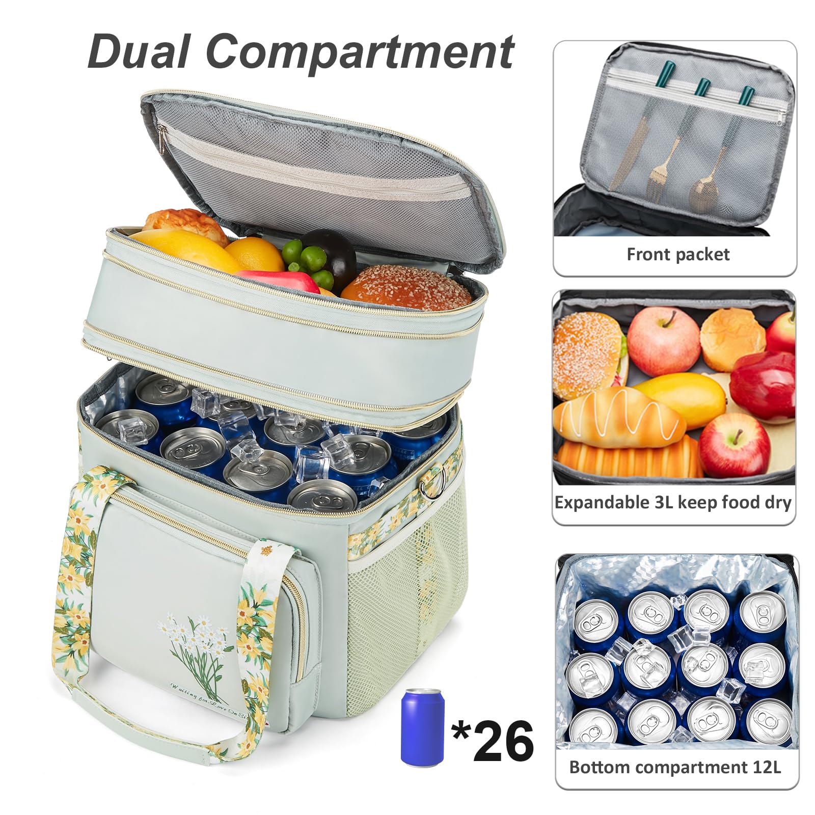 HSHRICH lunch bag open compartment reveals dual-insulated area for meals.