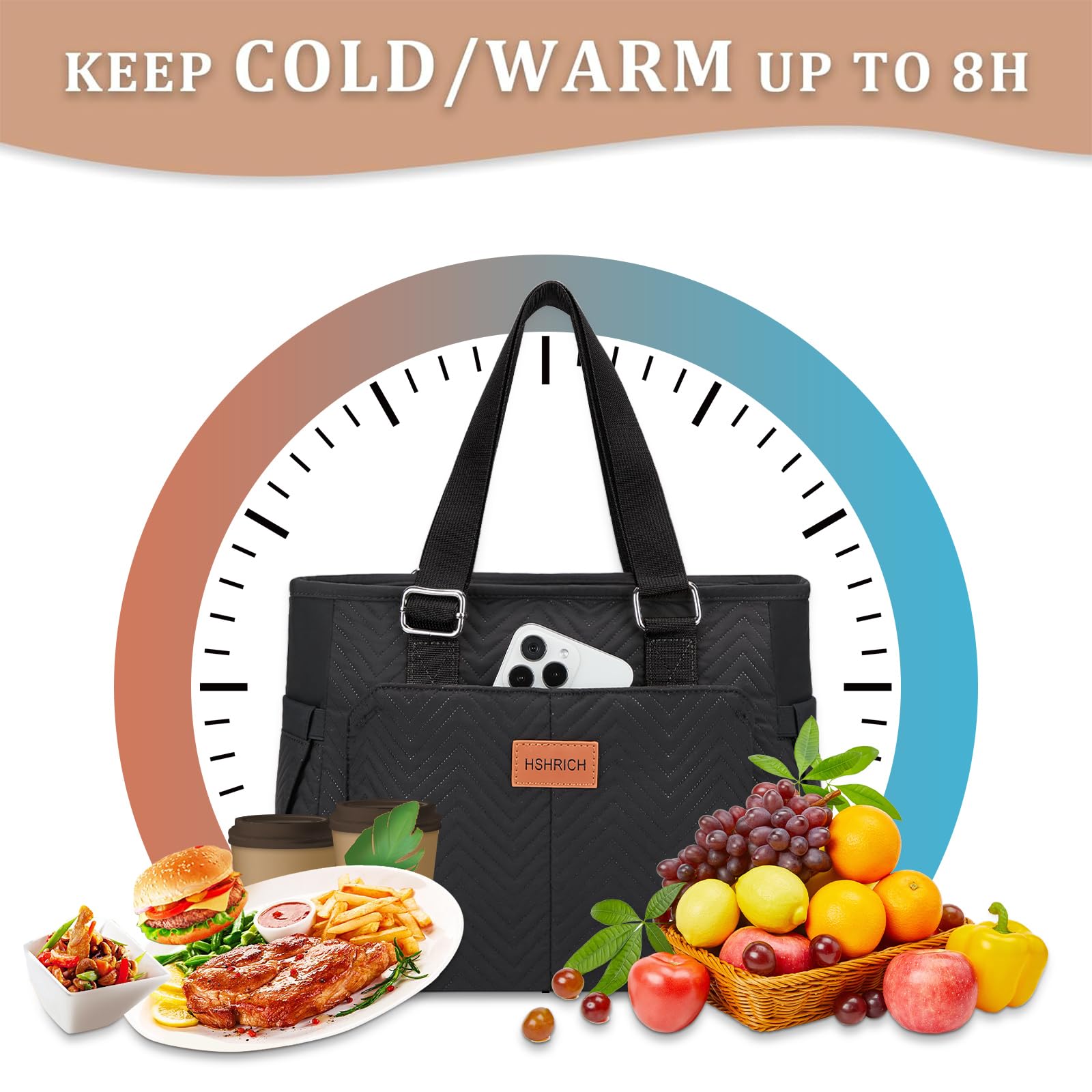 HSHRICH lunch bag capacity-16-cans holds lunches and drinks