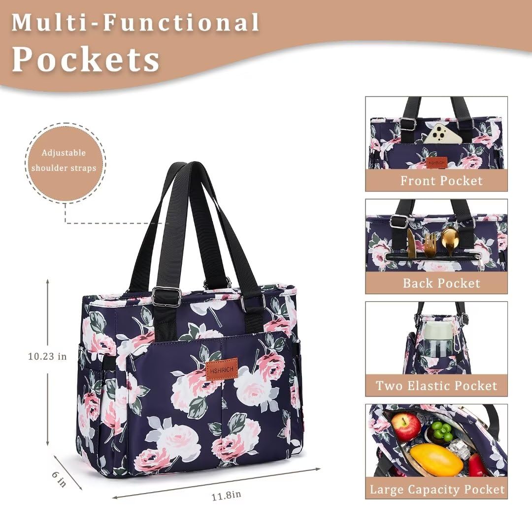 HSHRICH Peony lunch bag side pocket display for utensils and small items
