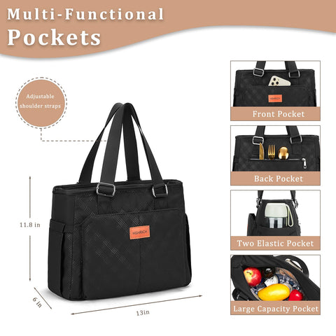 HSHRICH lunch bag with side pockets keeps utensils organized.