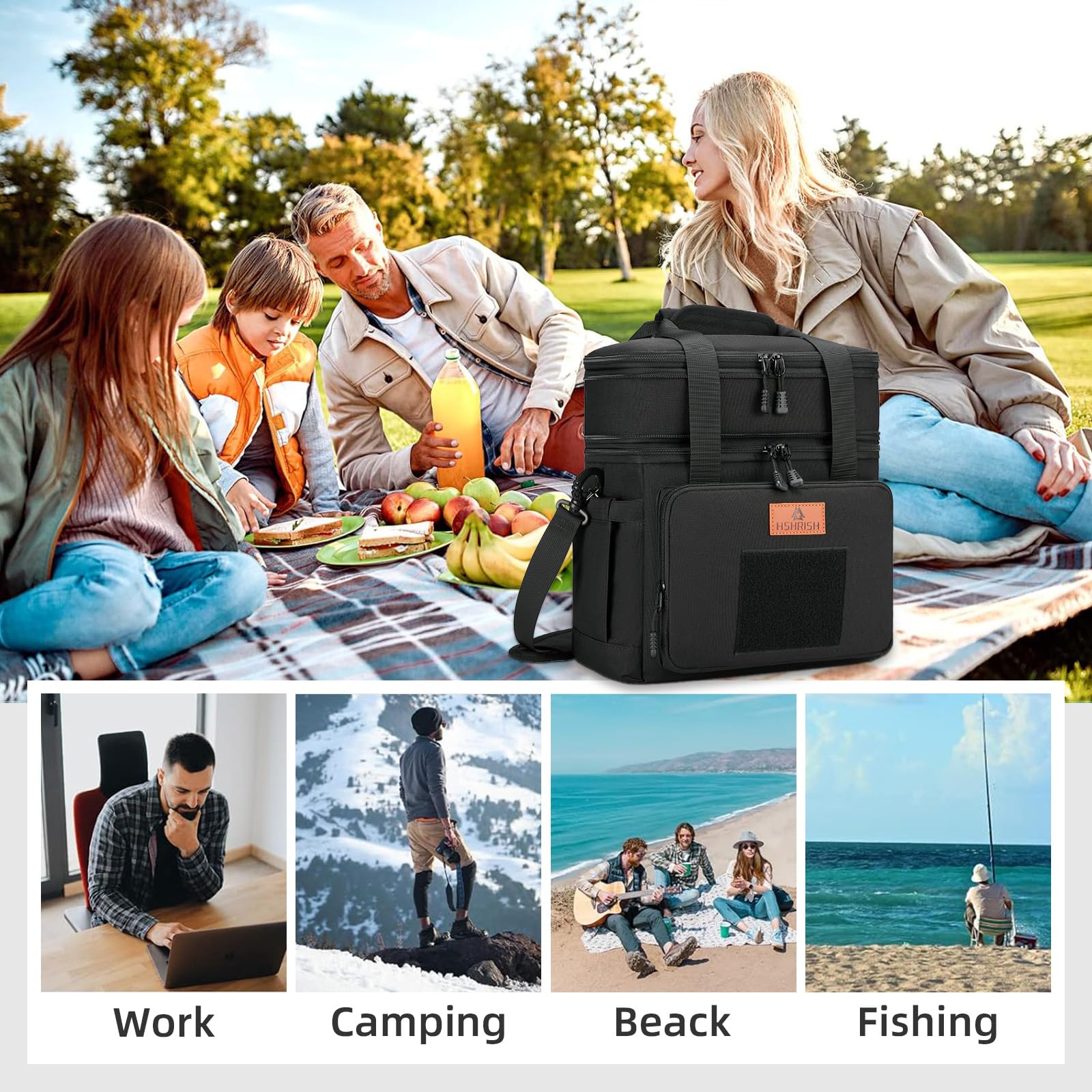 HSHRISH lunchbox in use at beach for a day trip.