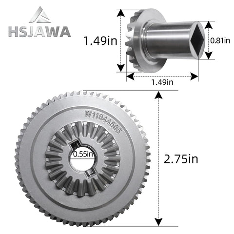 HSJAWA W11192794 gear hub kit inside pack, includes compatible center and hub gears.