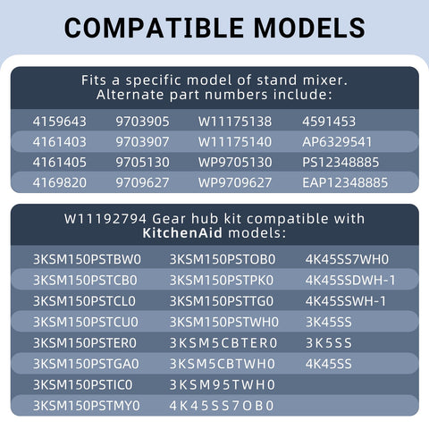HSJAWA W11192794 compatibility overview, covers multiple 3K/KSM and 4K series mixers.