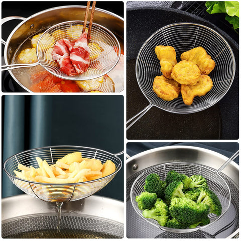 HSpiow dishwasher-safe spider strainer design preserves flavor and easy cleanup.