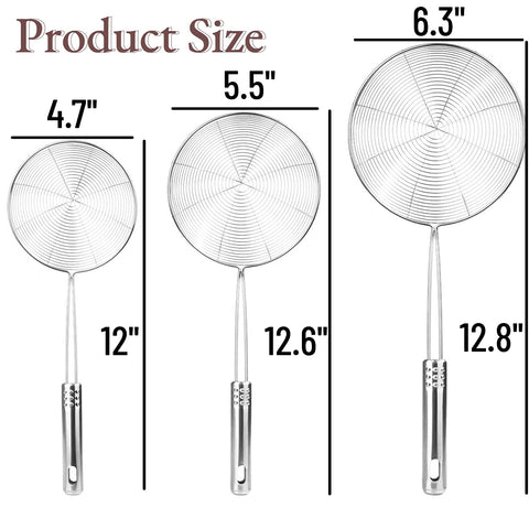 HSpiow spider strainer with long handle protects hands from hot oil.