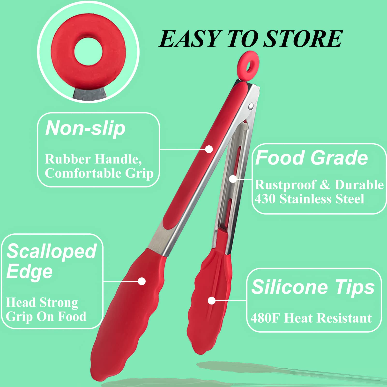 HST ergonomic grip provides secure control during cooking and serving