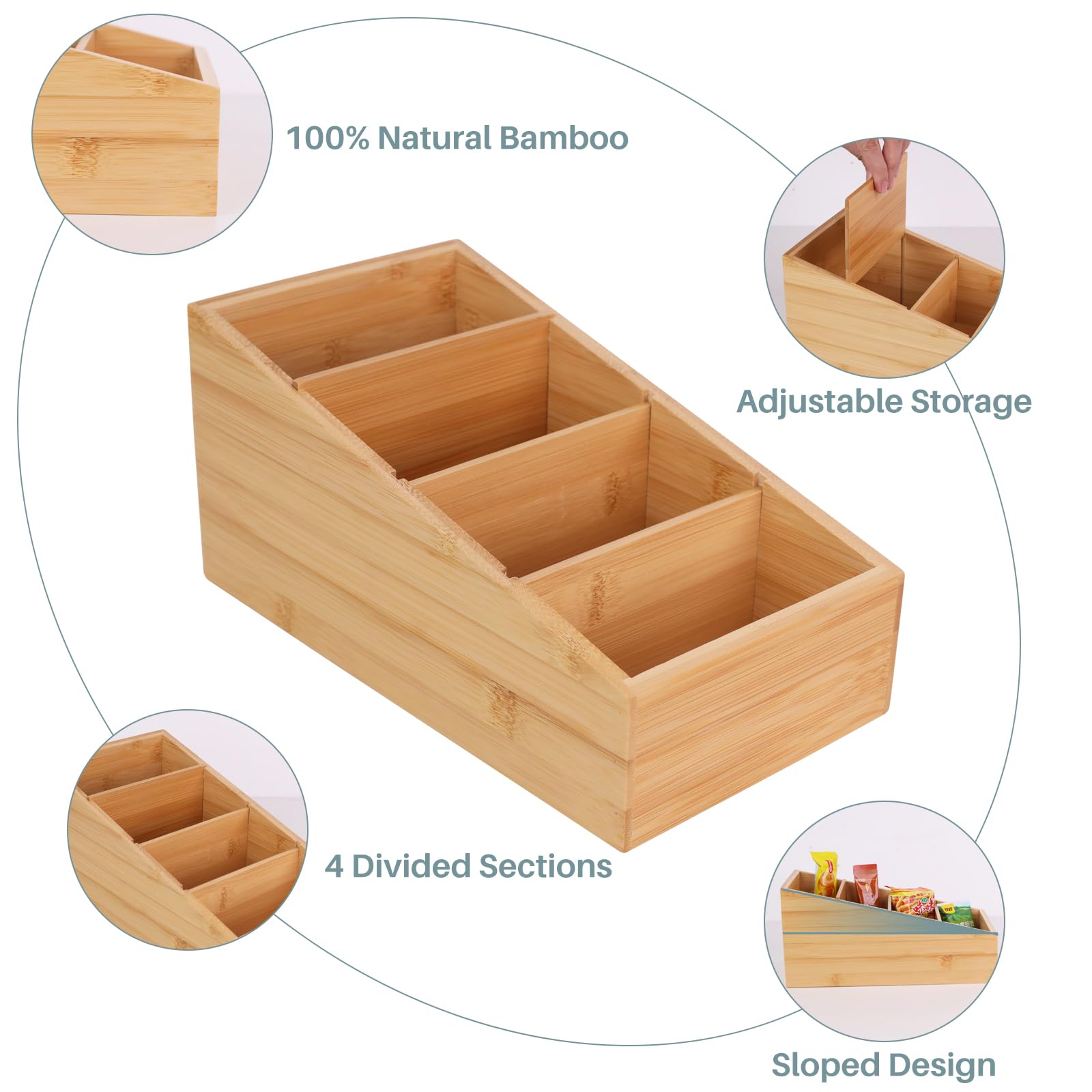 HTB 2-pack bamboo pantry organizer suitable for spices and coffee pods