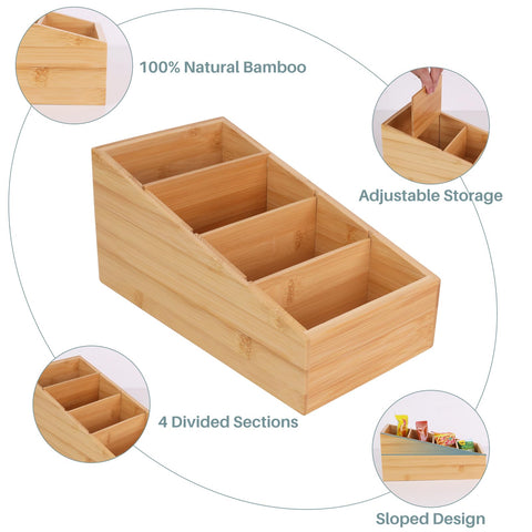 HTB 2-pack bamboo pantry organizer suitable for spices and coffee pods