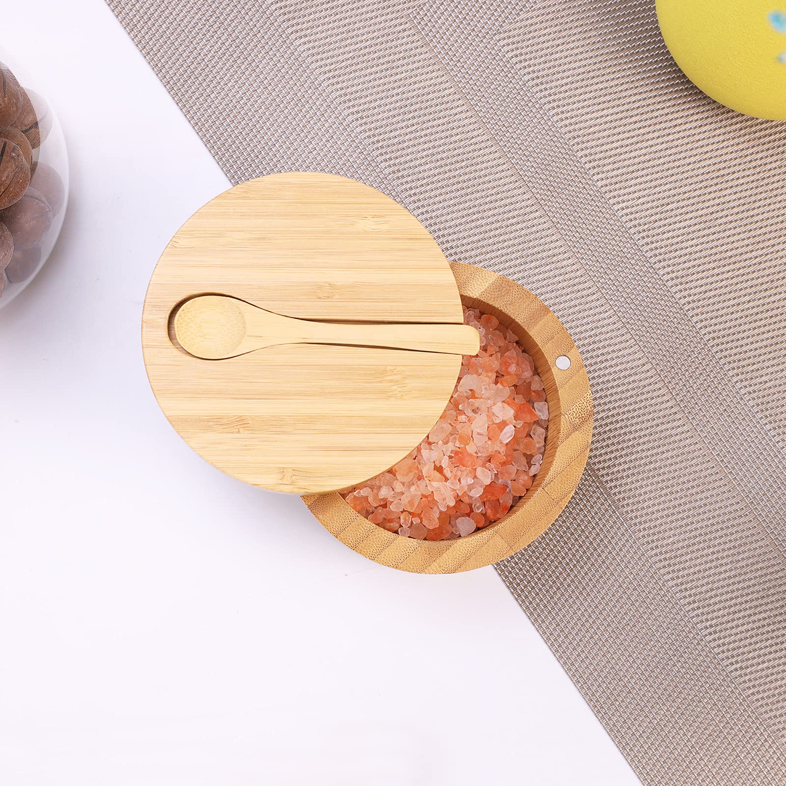 HTB bamboo spice jar designed for salt, pepper, and seasonings