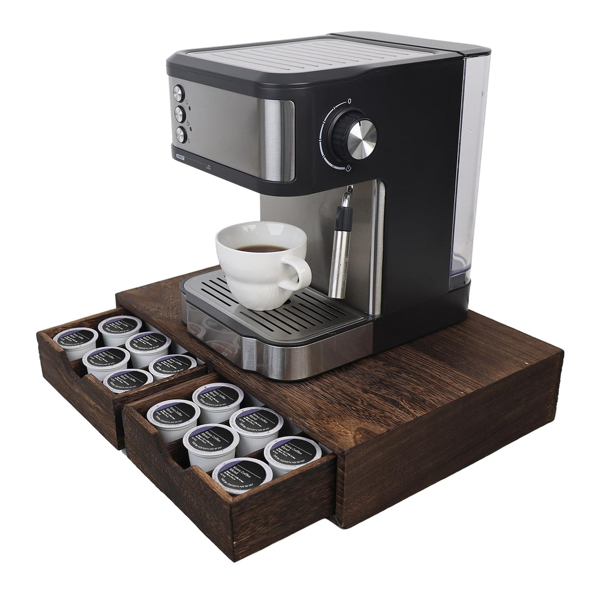 HTB K Cup Holder front view shows solid wood durability.
