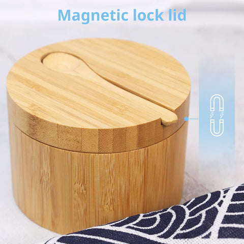 HTB natural bamboo finish salt box complements kitchen décor