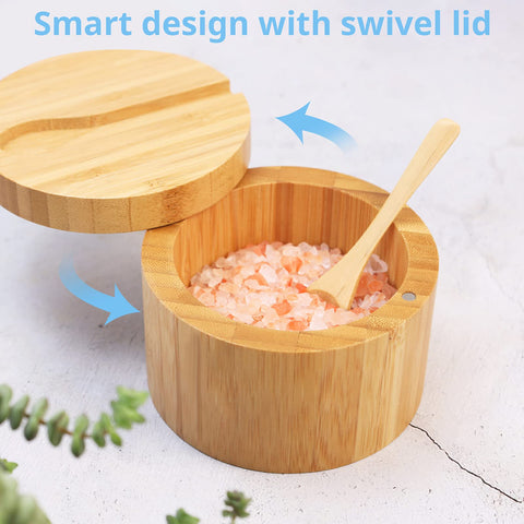 HTB bamboo storage jar suitable for salt, pepper, and spices with lid