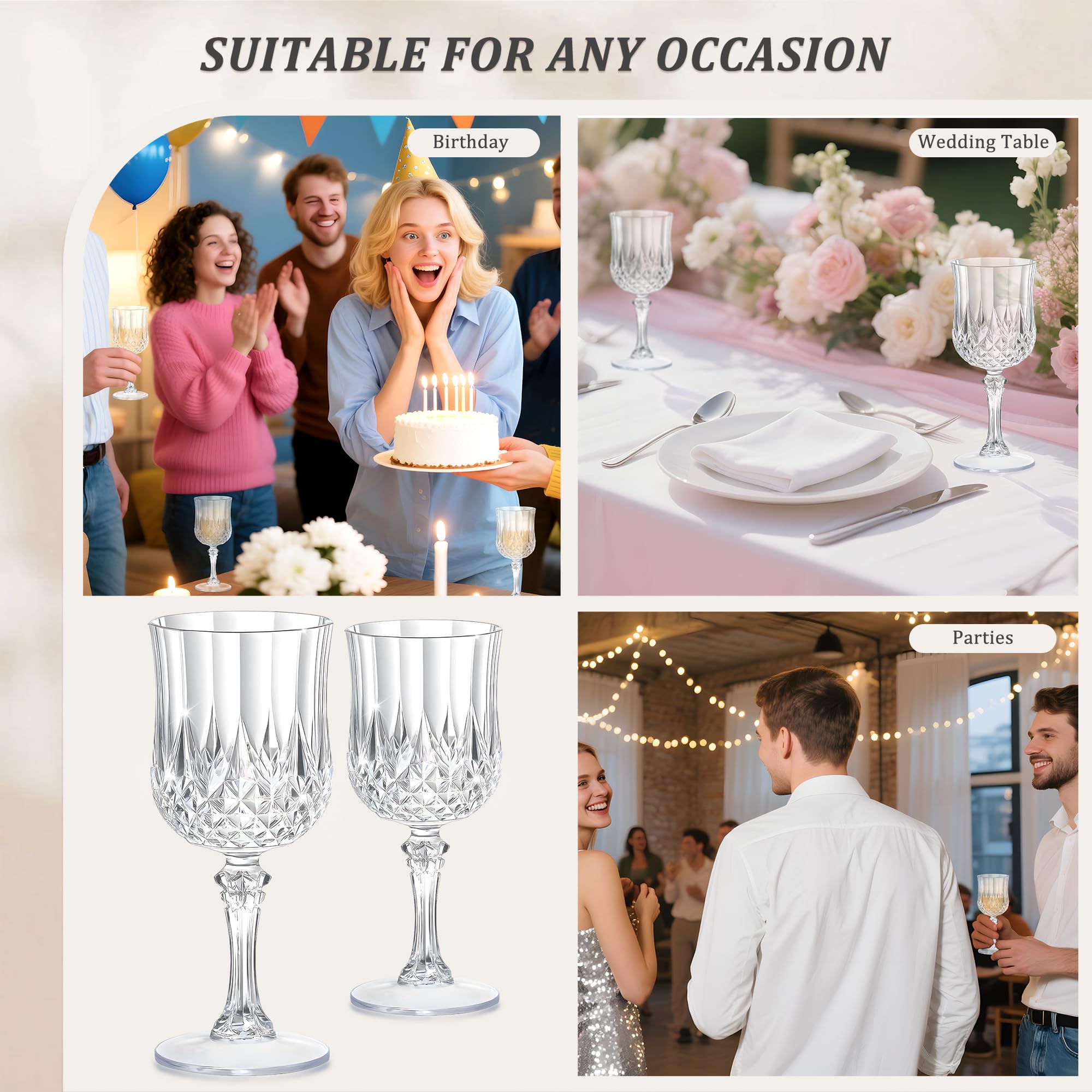 HTTBEIZI shockproof reusable plastic goblets for busy events and everyday use.