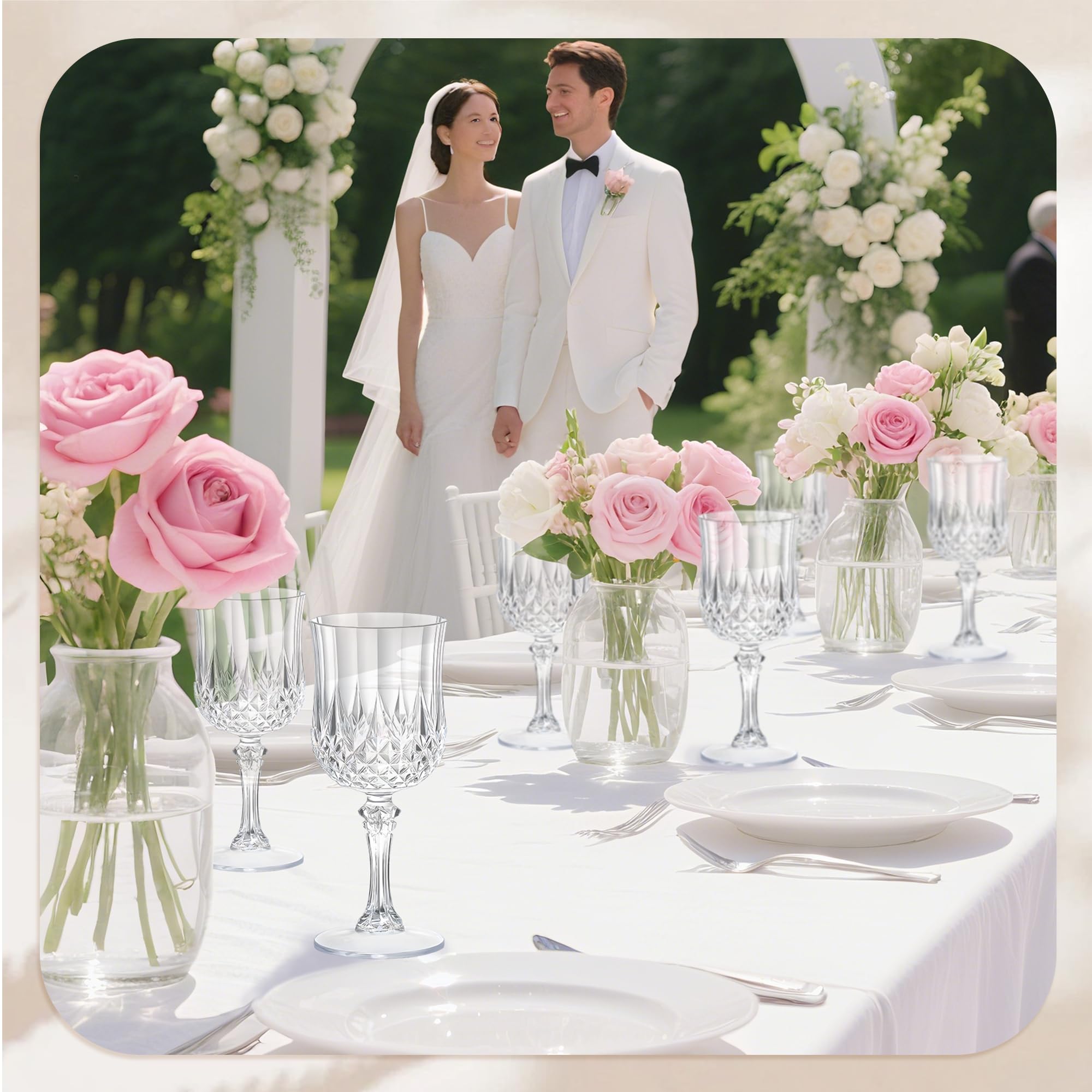 HTTBEIZI wedding plastic wine glasses designed for chic, portable service.