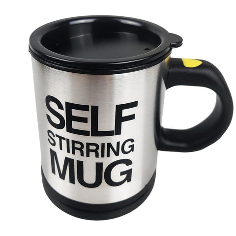 HTTLLH self-stirring mug button in action for effortless froth in coffee.