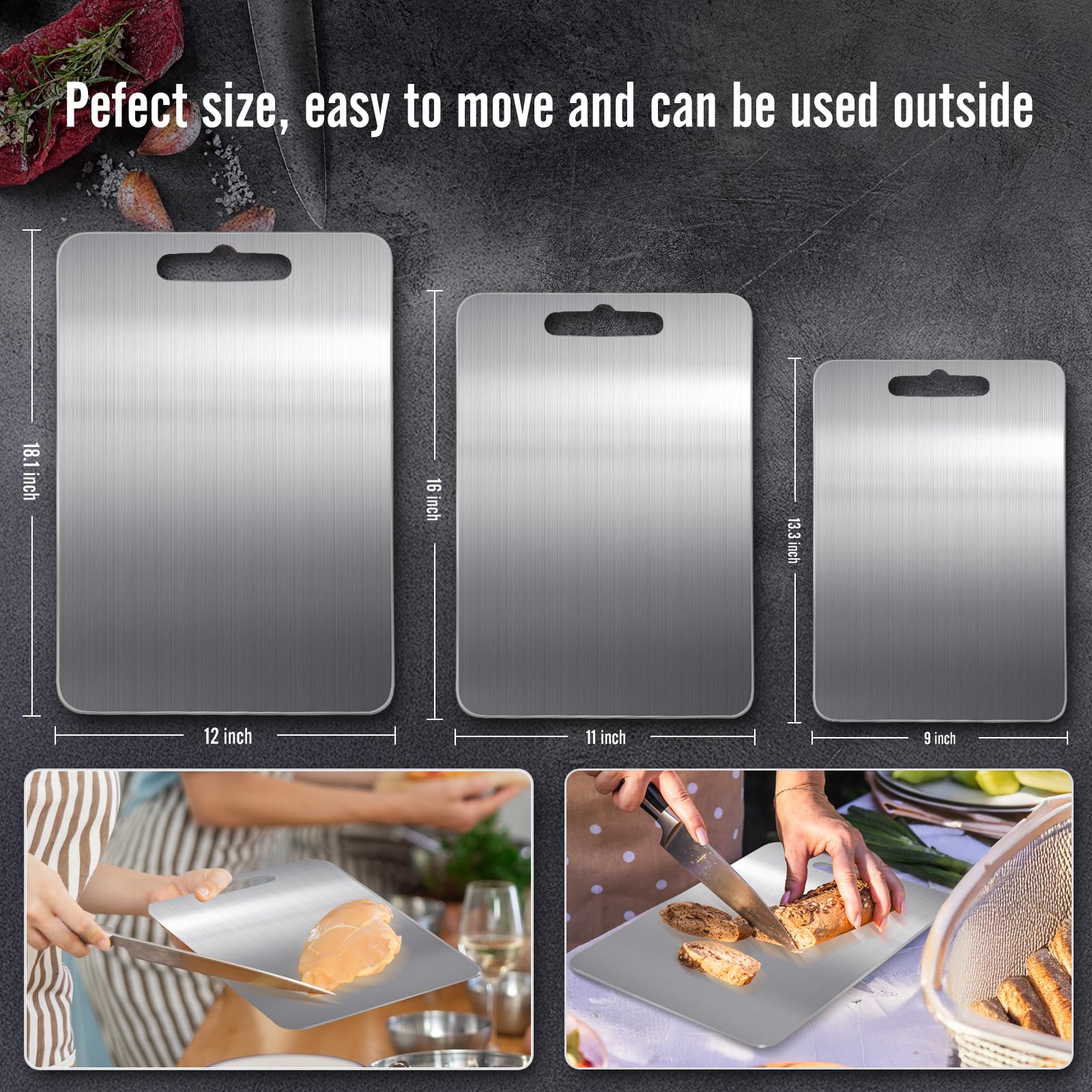Huachancn titanium cutting board ideal for fruits, vegetables, and meats