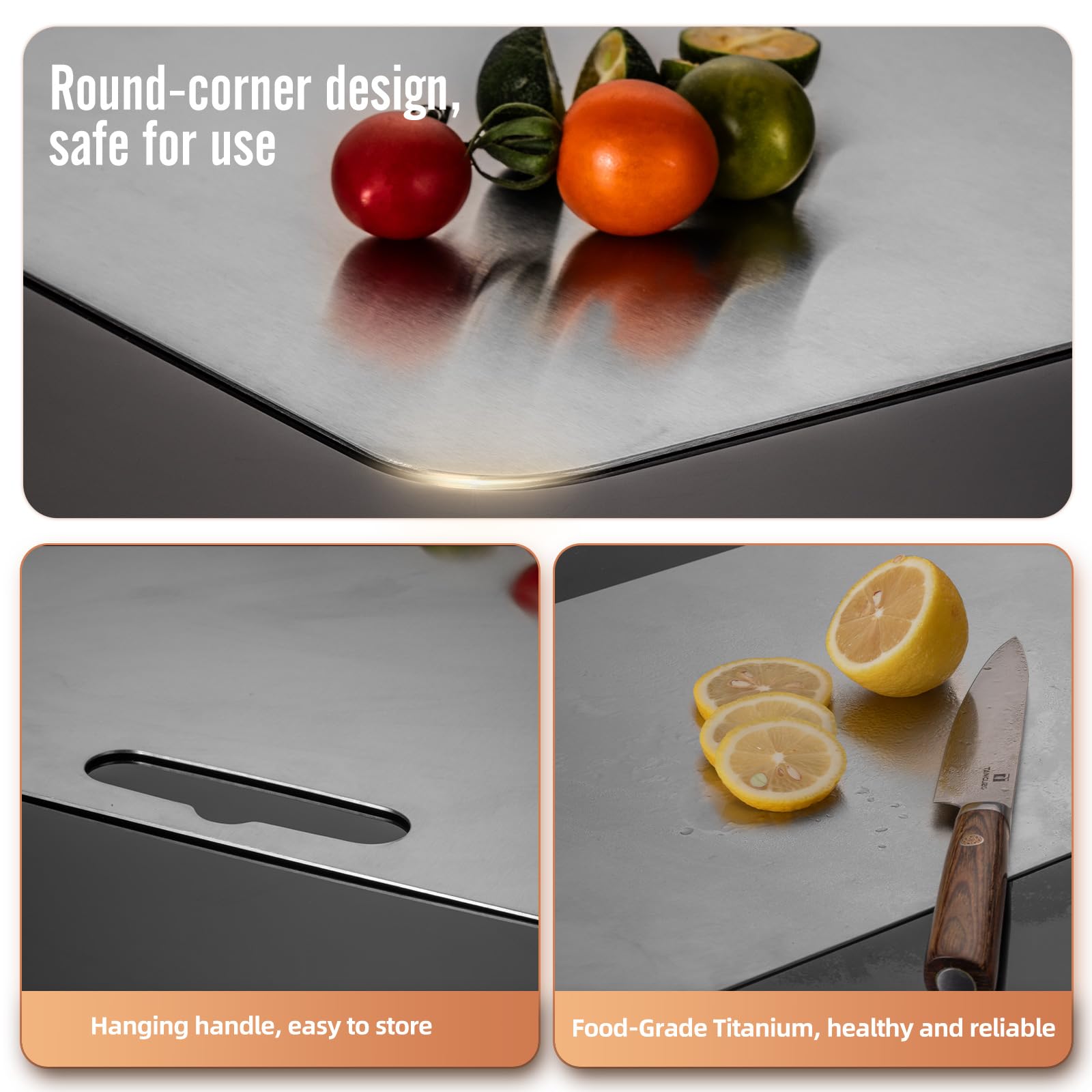 Huachancn titanium cutting board reversible surface enables double-sided prep
