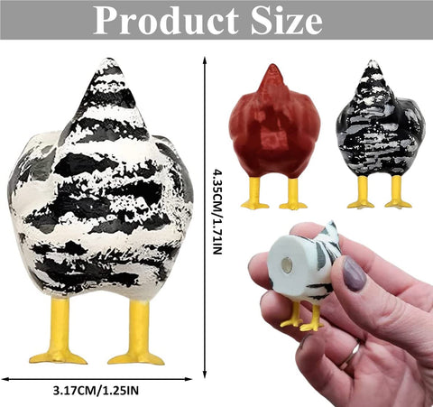 Huaerle chicken butt magnet hanging on fridge with colorful patterns.