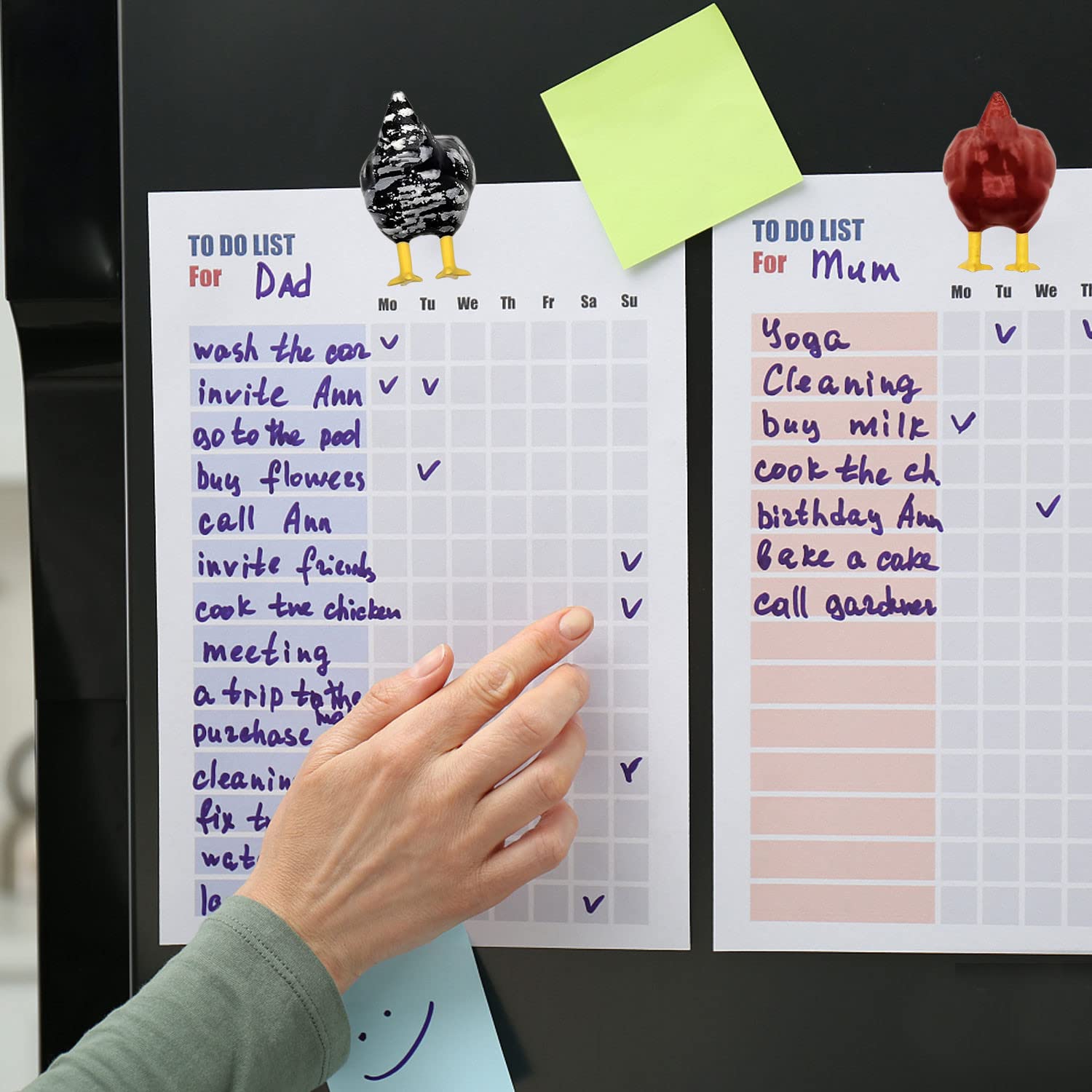 Huaerle chicken butt magnet set adds whimsy to home and office.