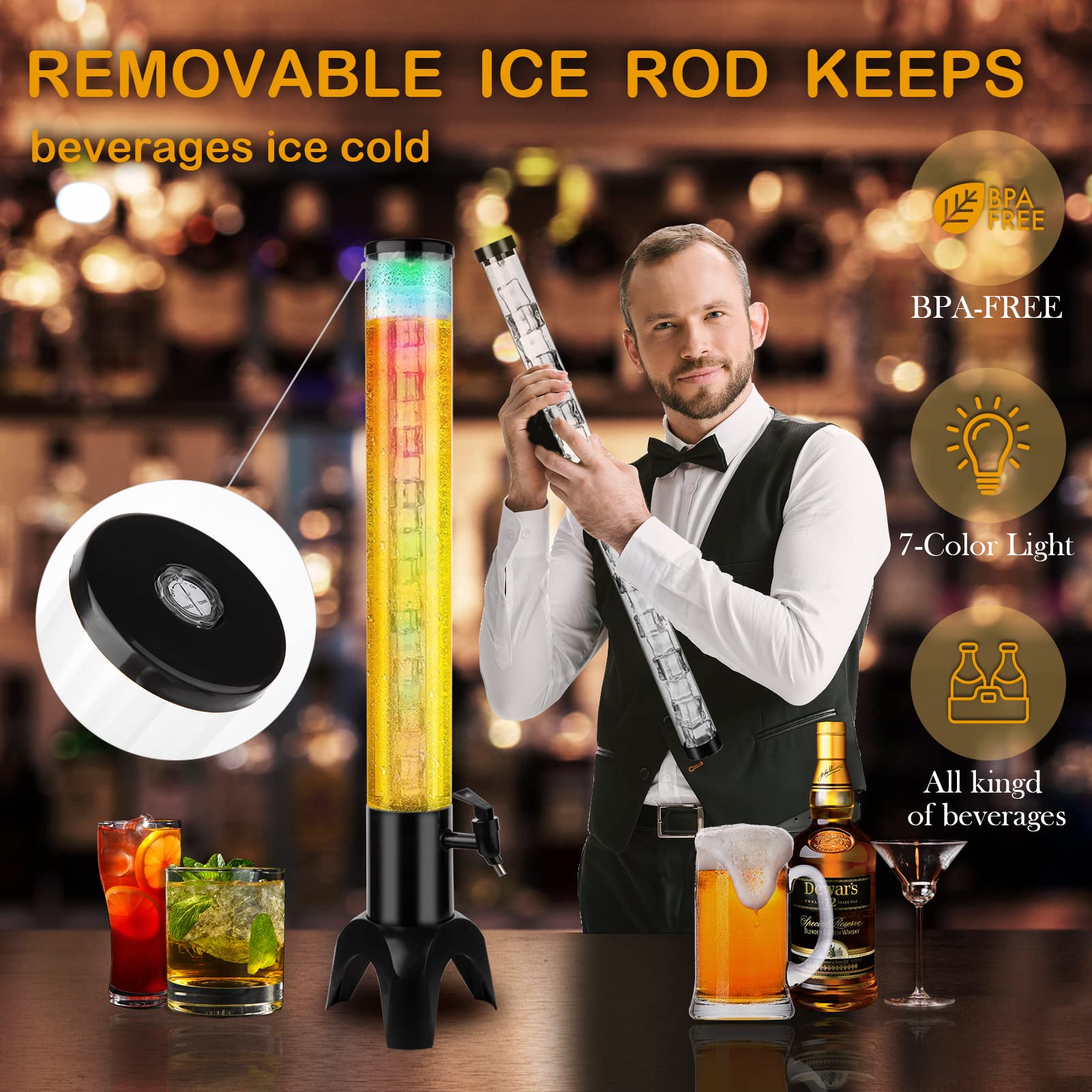 HUAFUNWIN ice tube removable for fast chilling and easy refills