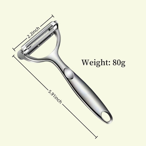 Huakai 2-in-1 peeler and julienne cutter in use for fast prep.