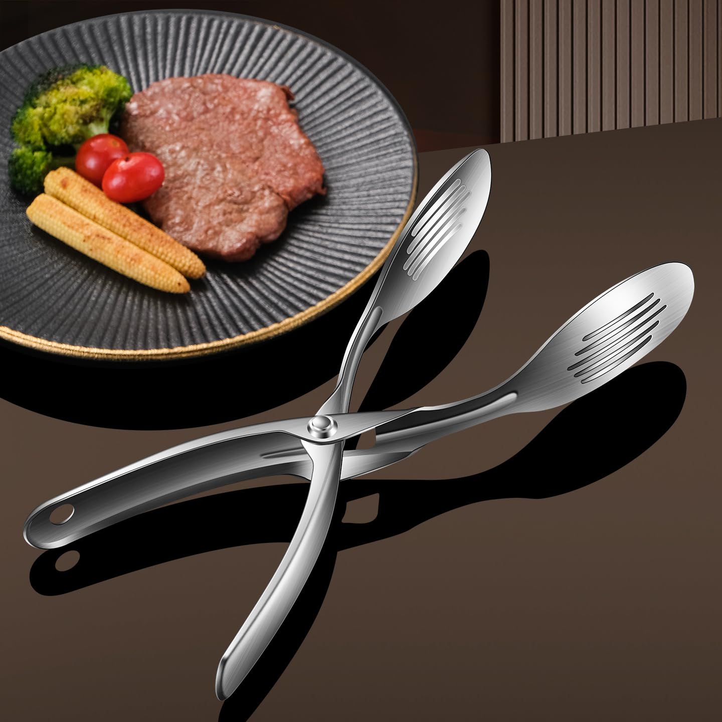 Huakai kitchen tongs show 304 stainless construction for lasting durability.