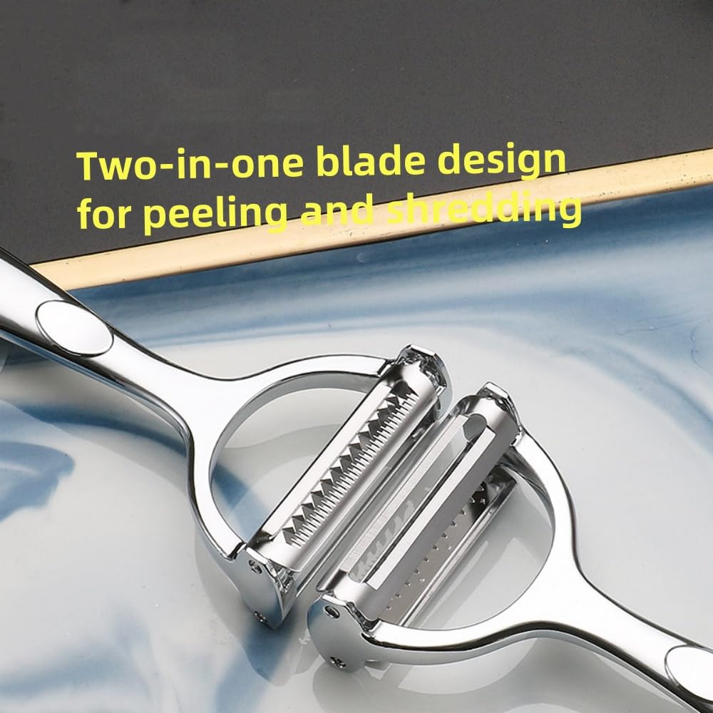 Huakai stainless steel blade close-up showing sharp edge for precise peeling.