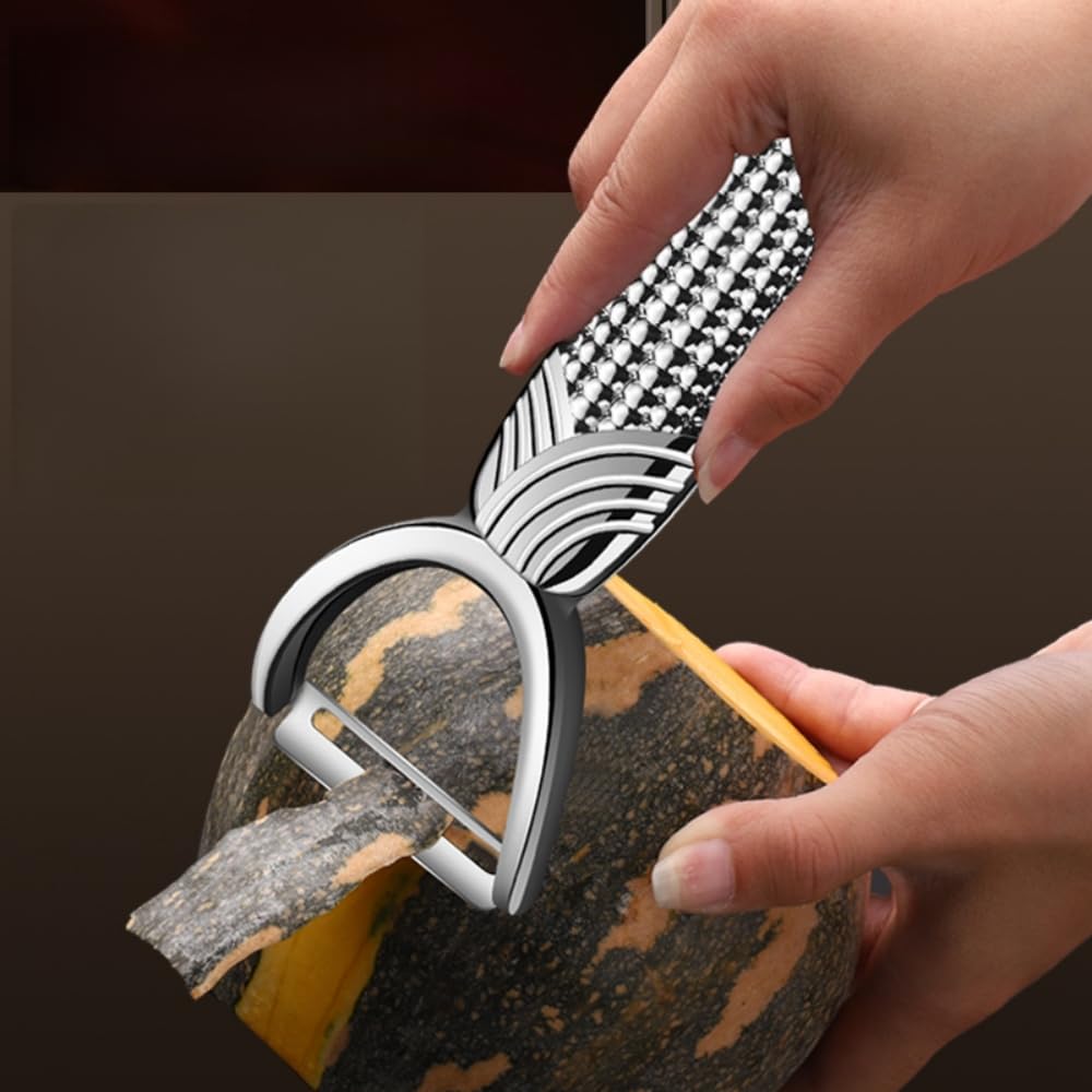Huakai peeler showing swivel action for precise peels