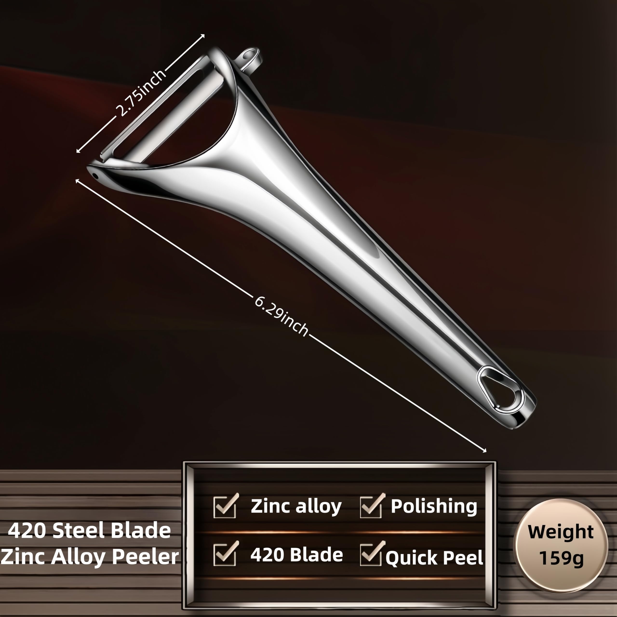 Huakai Y-shaped peeler blade close-up for smooth, even peeling.