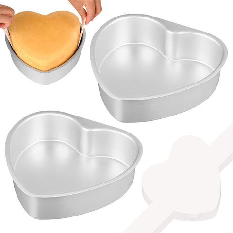 HUAKENER 8-inch heart cake pan pair with non-stick release for easy heart-shaped cakes.