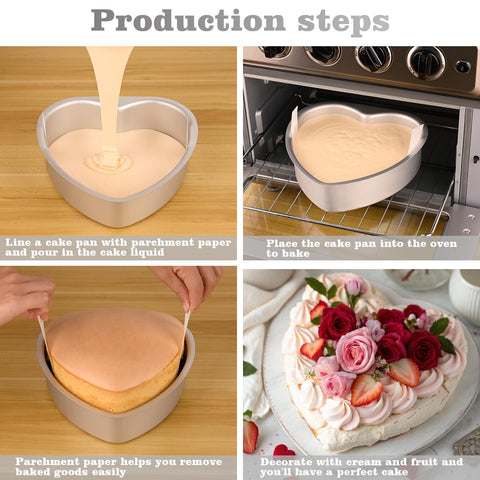 HUAKENER aluminum heart pan delivers even heat for consistent baking.