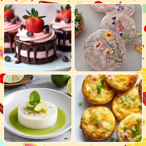 HUAKENER confetti-color molds ideal for baking desserts, muffins, and snacks.