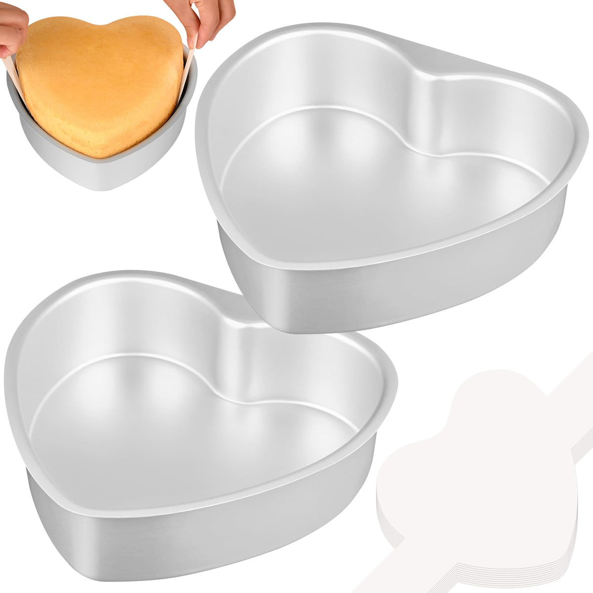 HUAKENER heart cake pan set with two pans for even baking and precise shapes