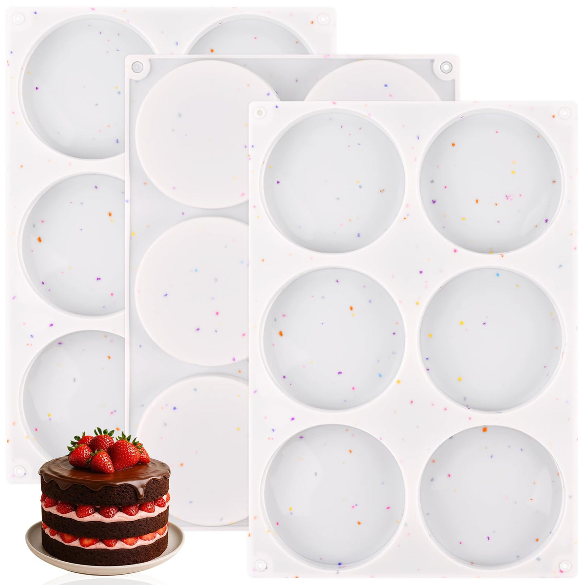 HUAKENER silicone muffin top pan with confetti colors for easy muffin release.